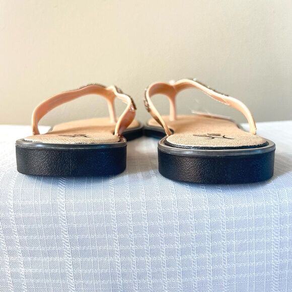 Lia Rose Gold Shimmer Bejeweled Flip Flop Thong Sandal Size 9 NWT - Picture 7 of 13